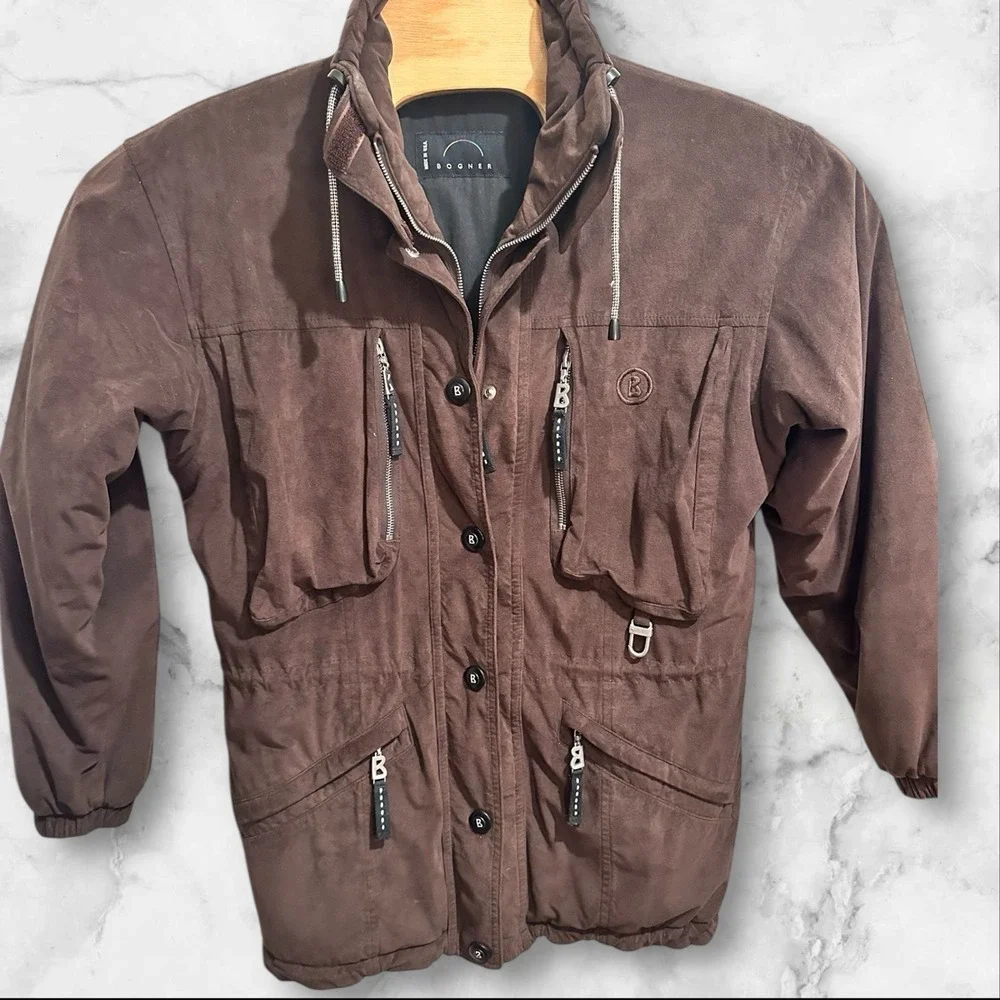 Bogner‎ Jacket Women Size 6 Ultra Suede 90s Vintage Ski Brown